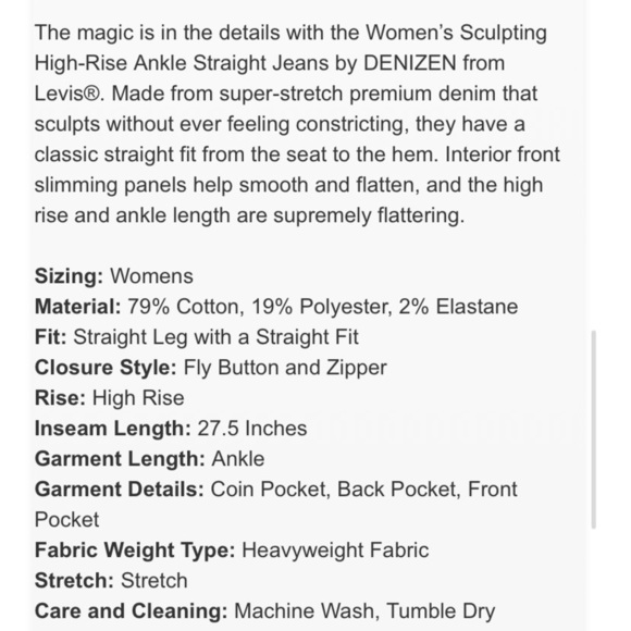 Women's Sculpting High-Rise Ankle Straight Jeans by DENIZEN from Levis®. - Picture 6 of 7